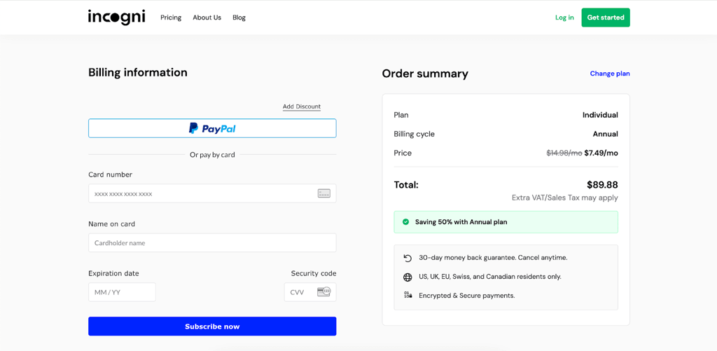 incogni confirm payment new