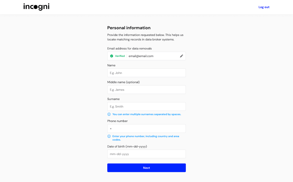 incogni sign up new