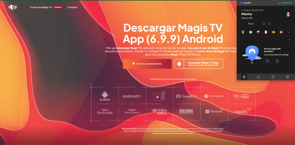 magis tv access with nordvpn