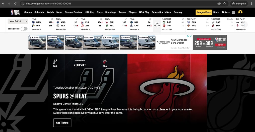 nba league pass blackout message