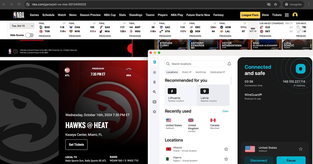 nba league pass with surfshark