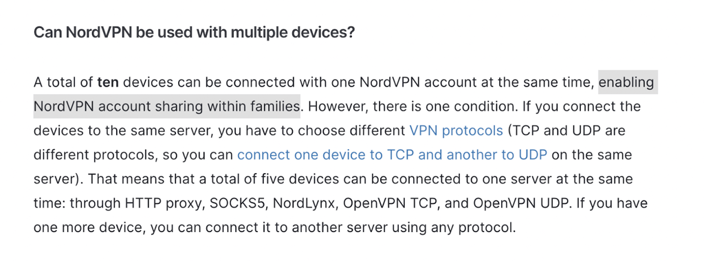 nordvpn account sharing
