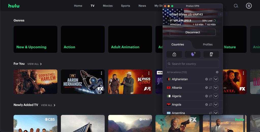 proton vpn hulu