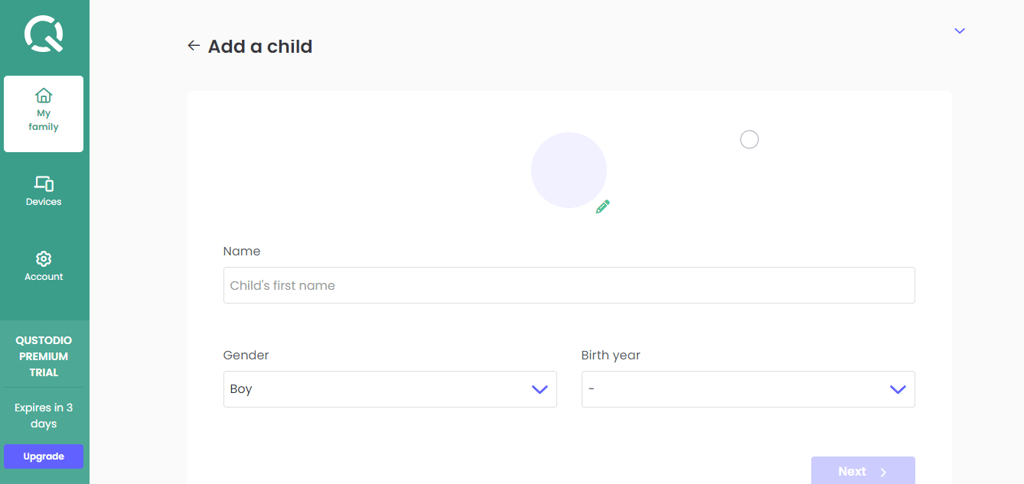 qustodio add child