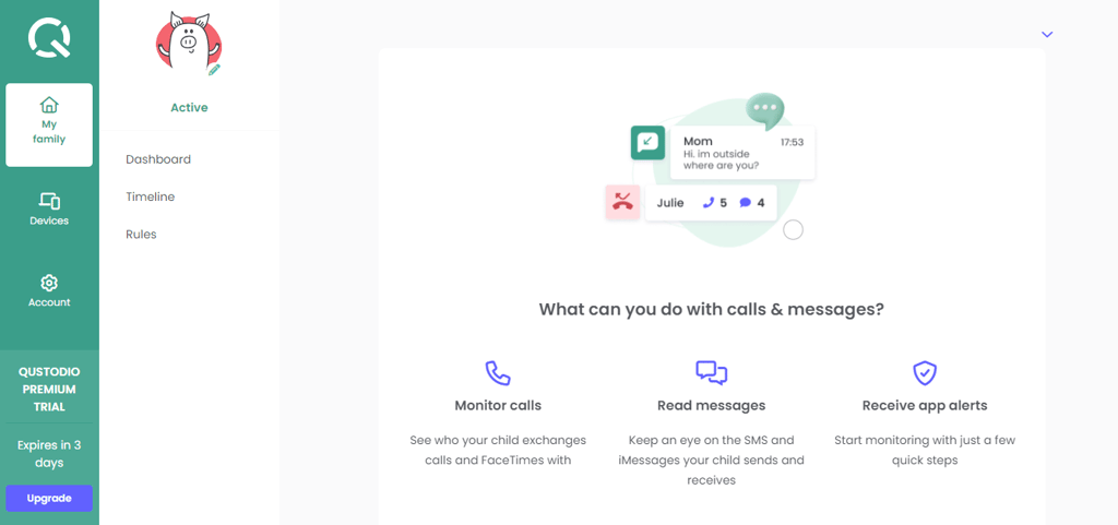 qustodio calls and messages