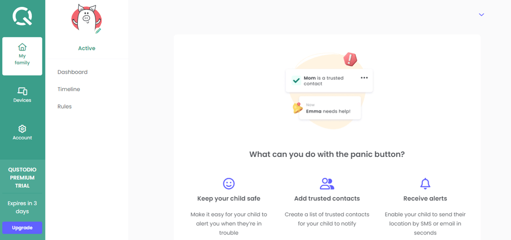 qustodio panic button