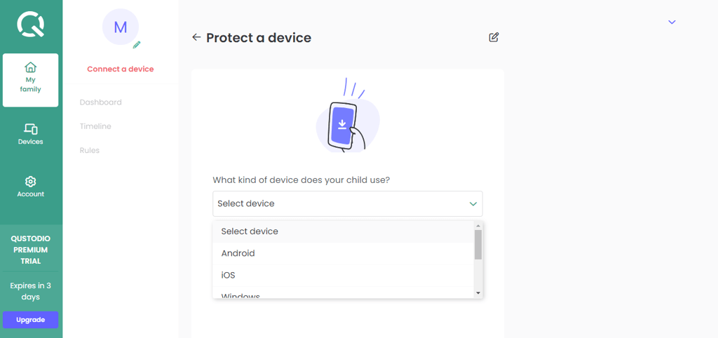 qustodio select device