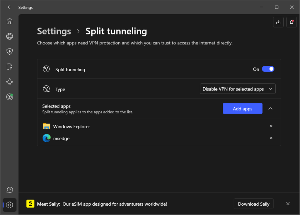 nordvpn split tunneling feature new for comparison