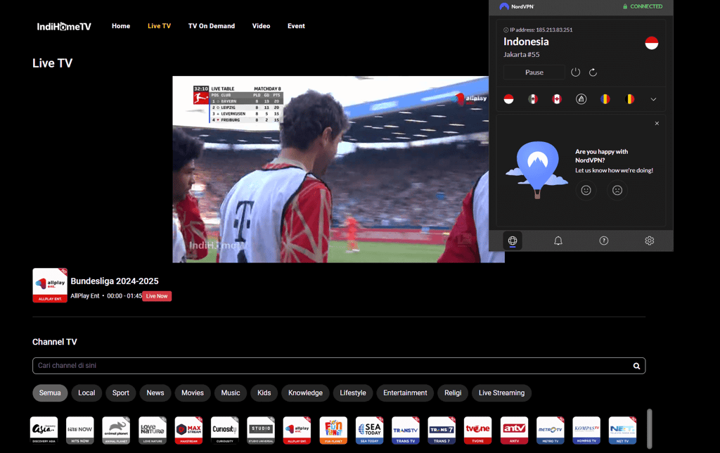 Streaming Bundesliga with NordVPN