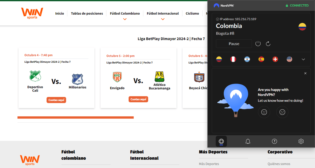 Streaming Columbian football