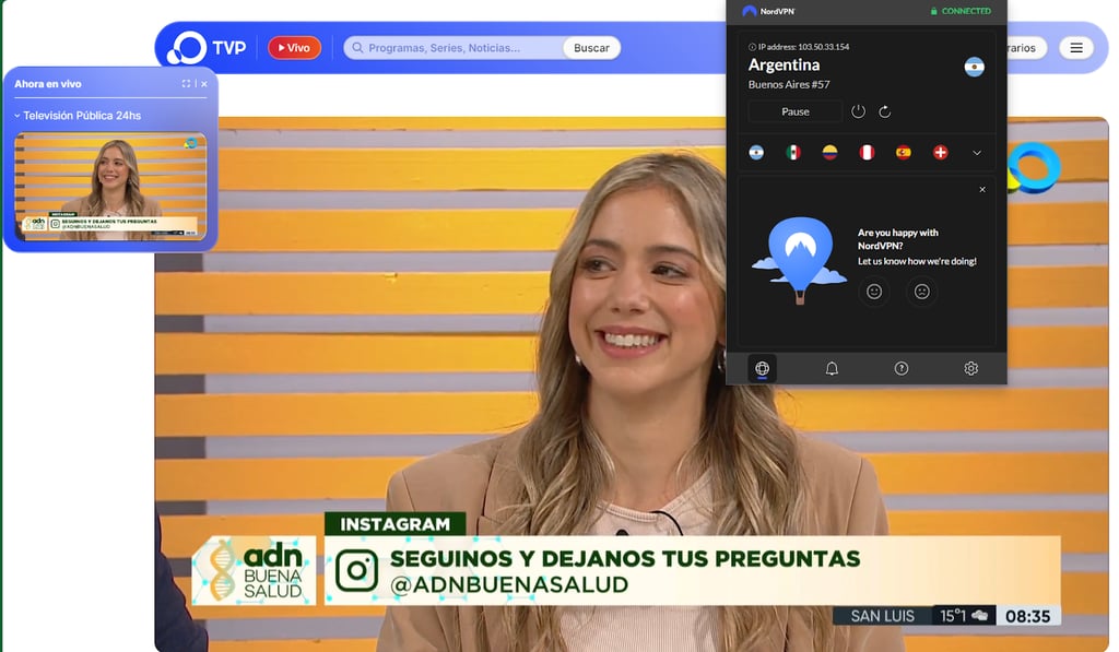 streaming tv publica argentina with nordvpn