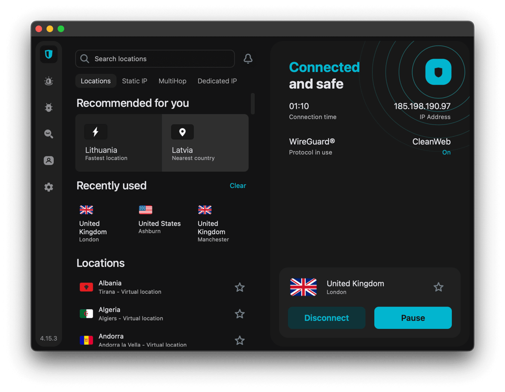 surfshark mac interface
