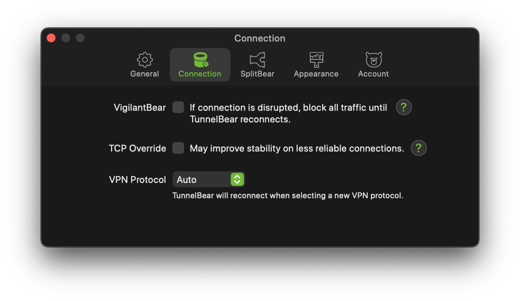 VigilantBear feature screen