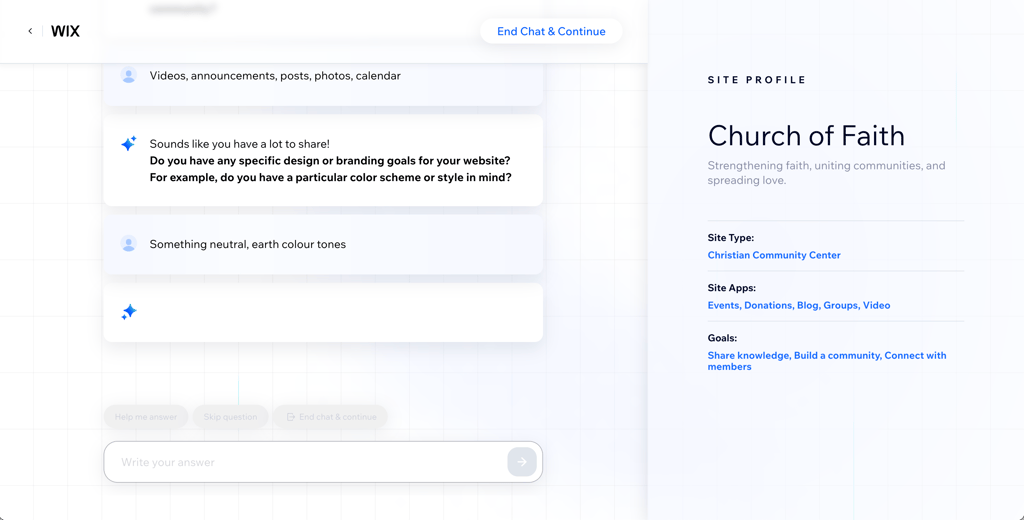 Wix website builder chatbot
