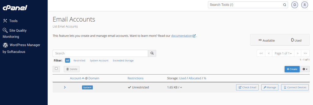 Creating an email account with HostGator in cPanel