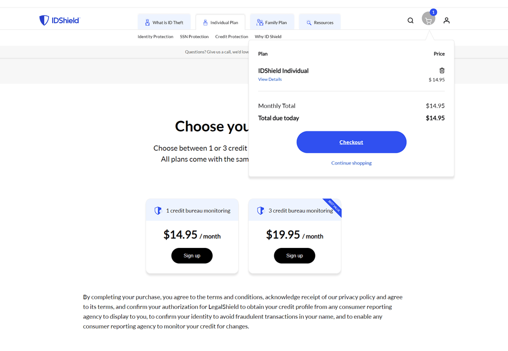 Buying IDShield plan