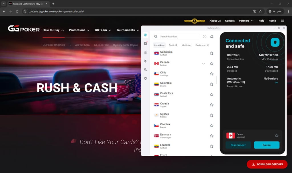 ggpoker surfshark canada