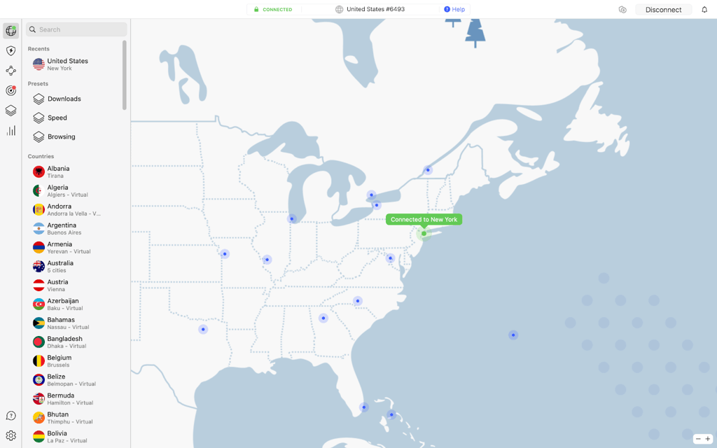 nordvpn connected to new york
