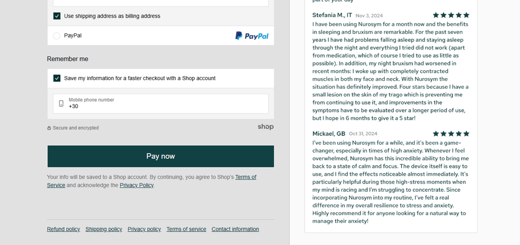 Payment for Nurosym