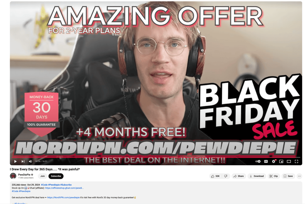 PewDiePie NordVPN