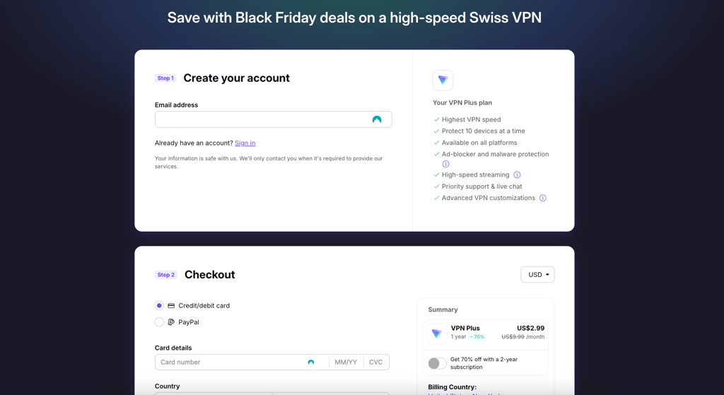 ProtonVPN BF checkout