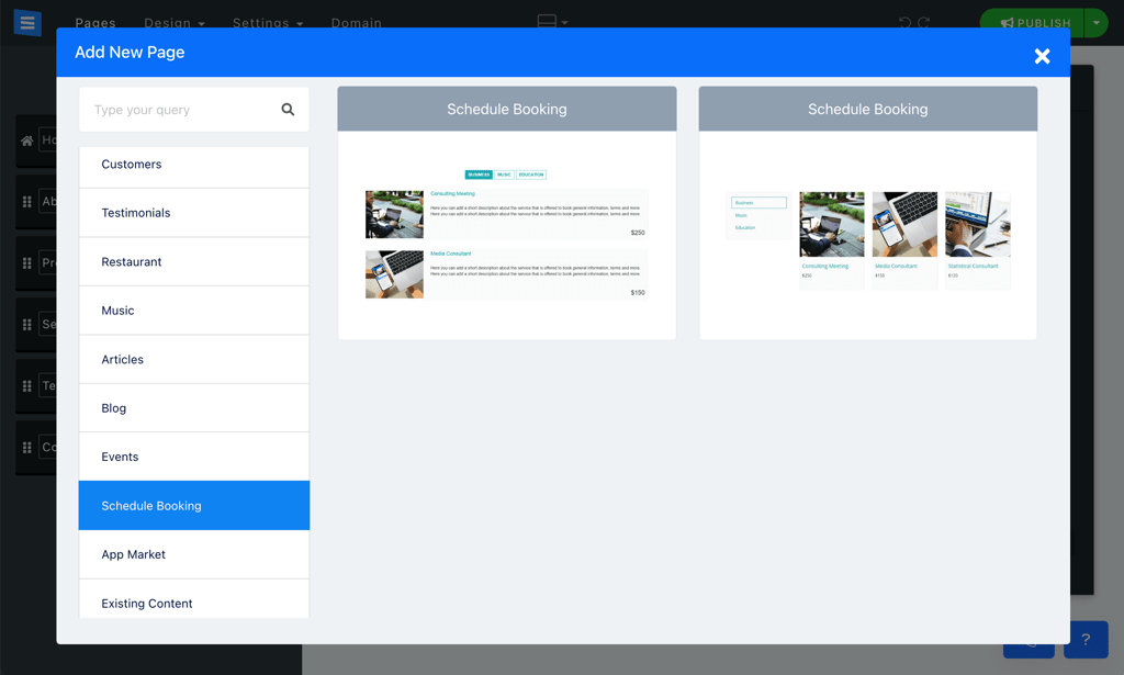 site123 scheduling tool