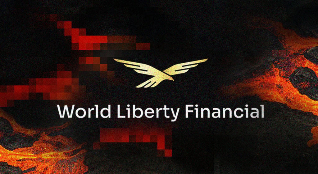 A logo of world liberty financial in flames