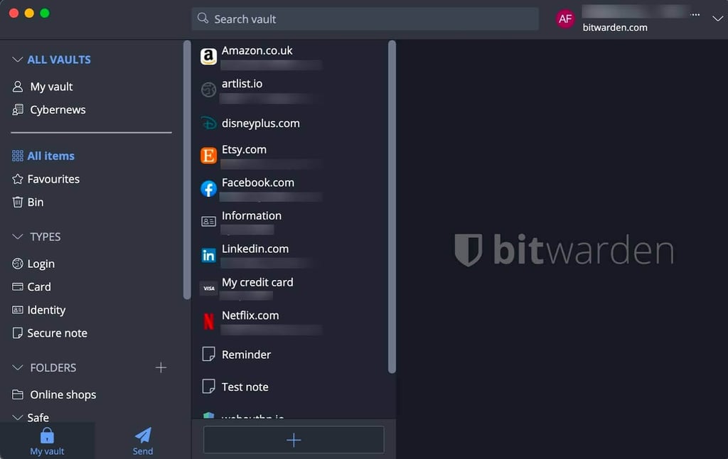 Bitwarden interface