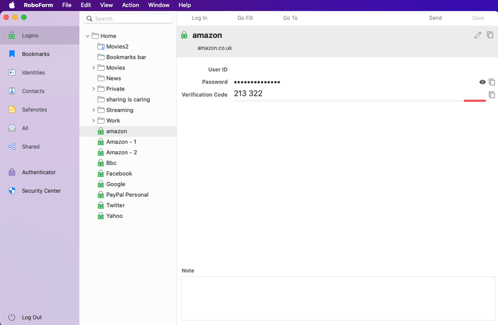 RoboForm interface