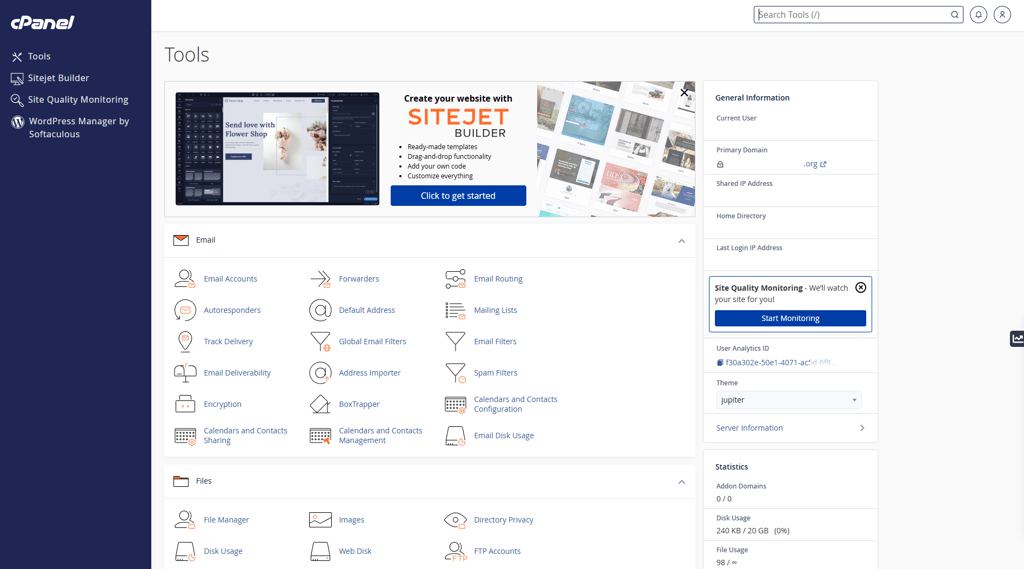 ScalaHosting control panel