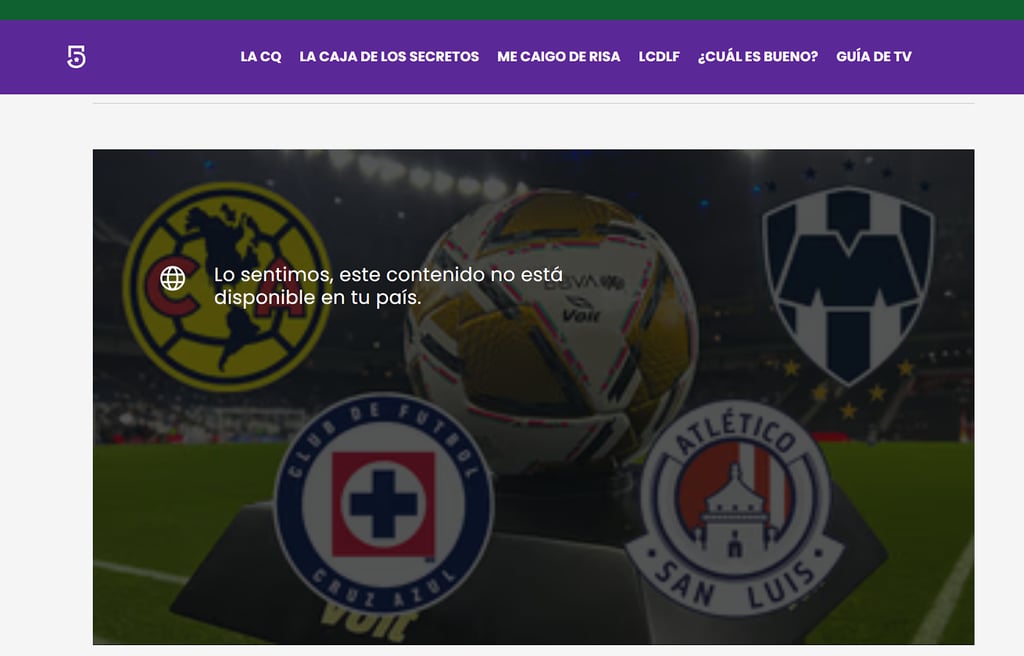canal 5 streaming error