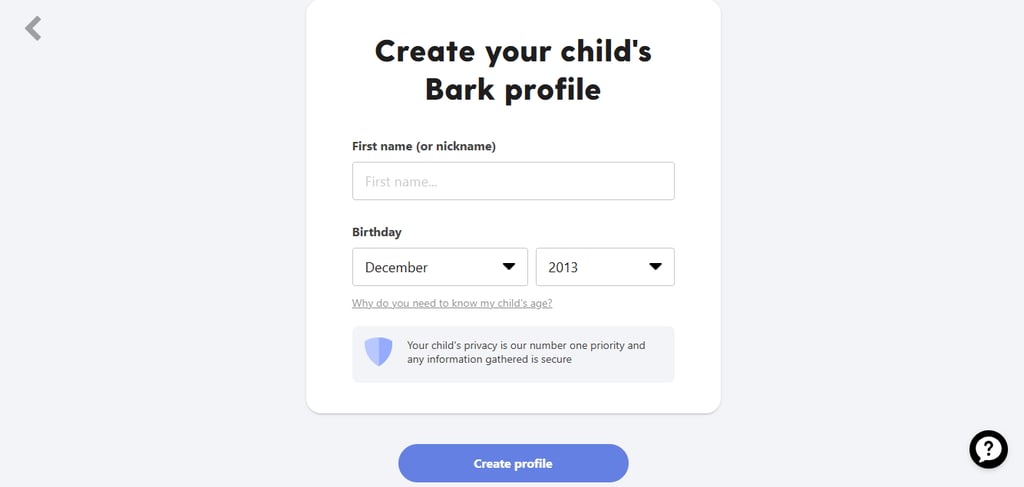 Create childs Bark profile