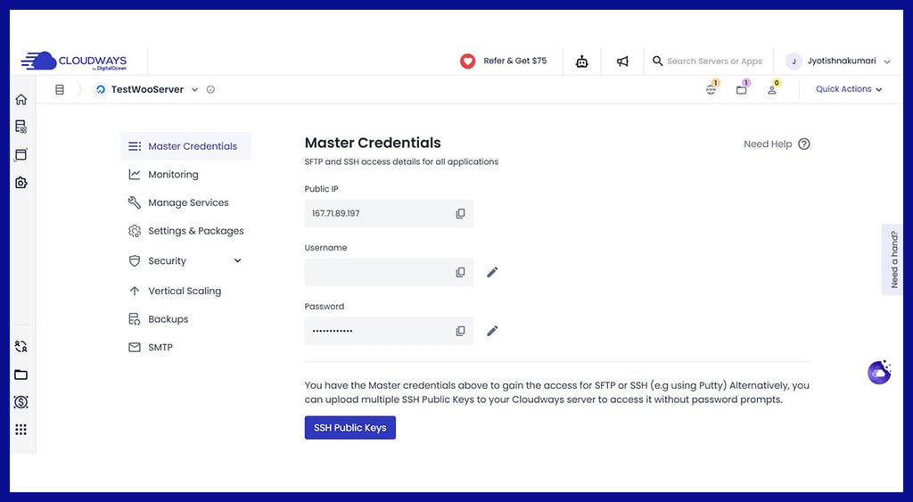 Cloudways credentials