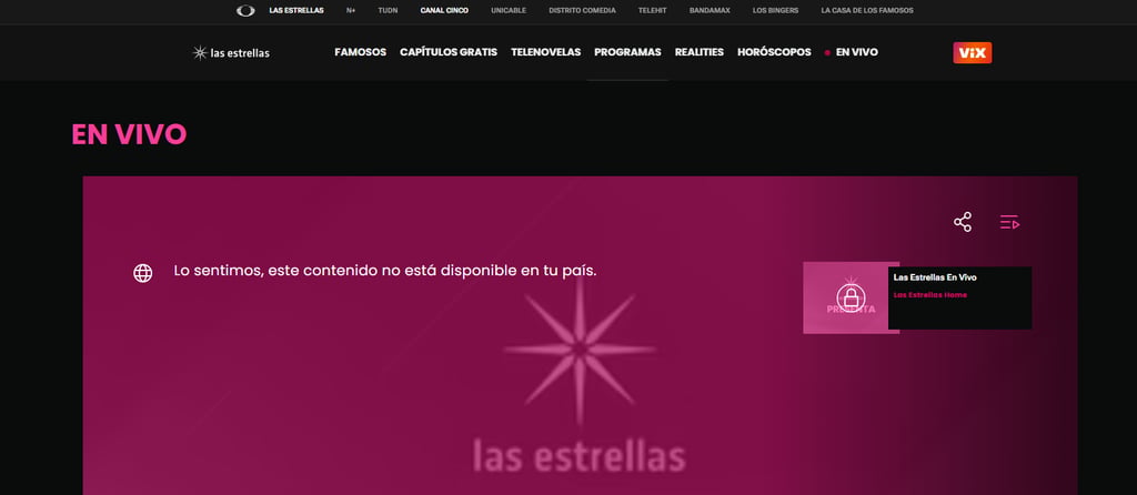 las estrellas streaming error