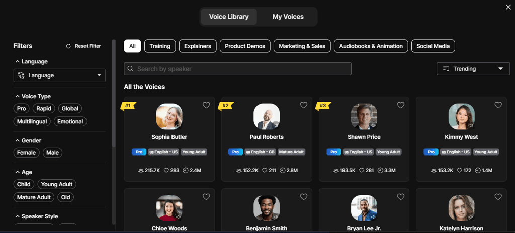 lovo ai voice library
