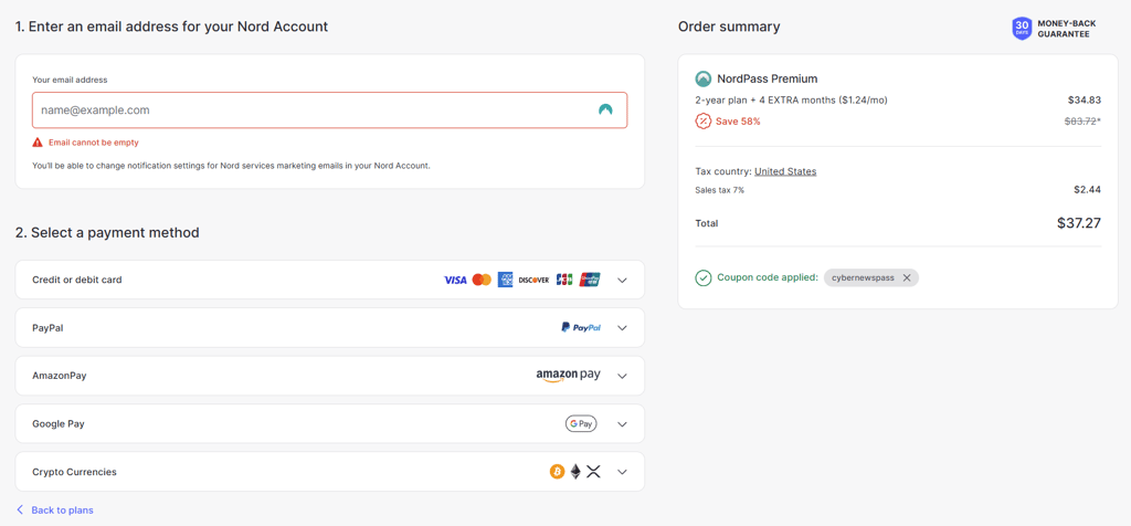 NordPass payment