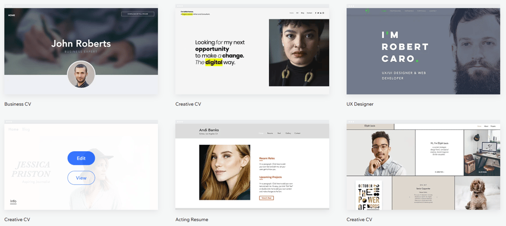 Wix templates for resume