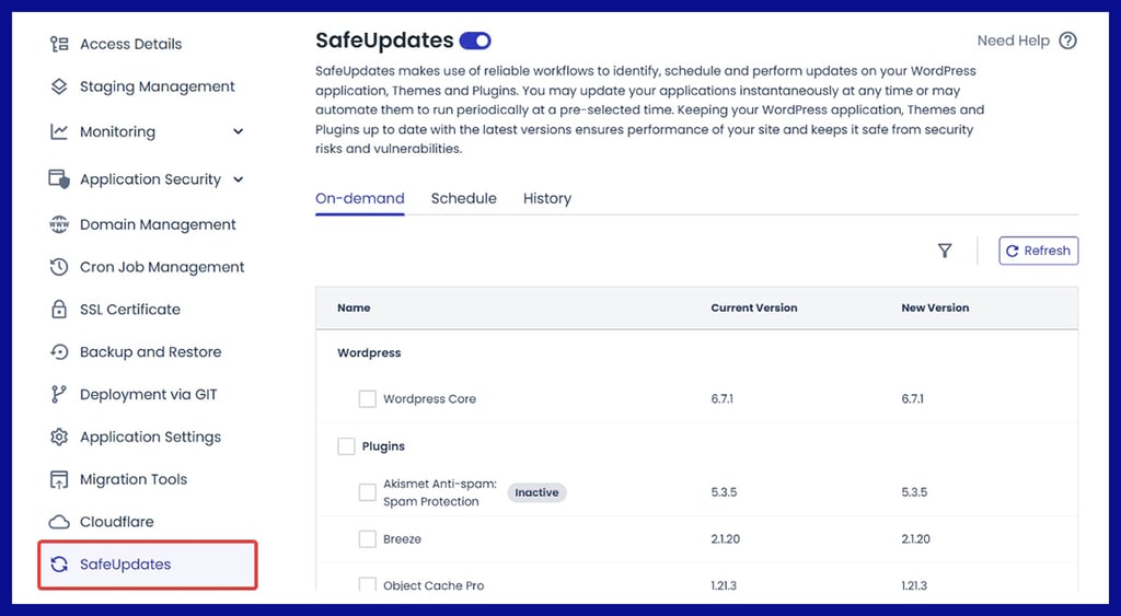 Cloudways safeupdates
