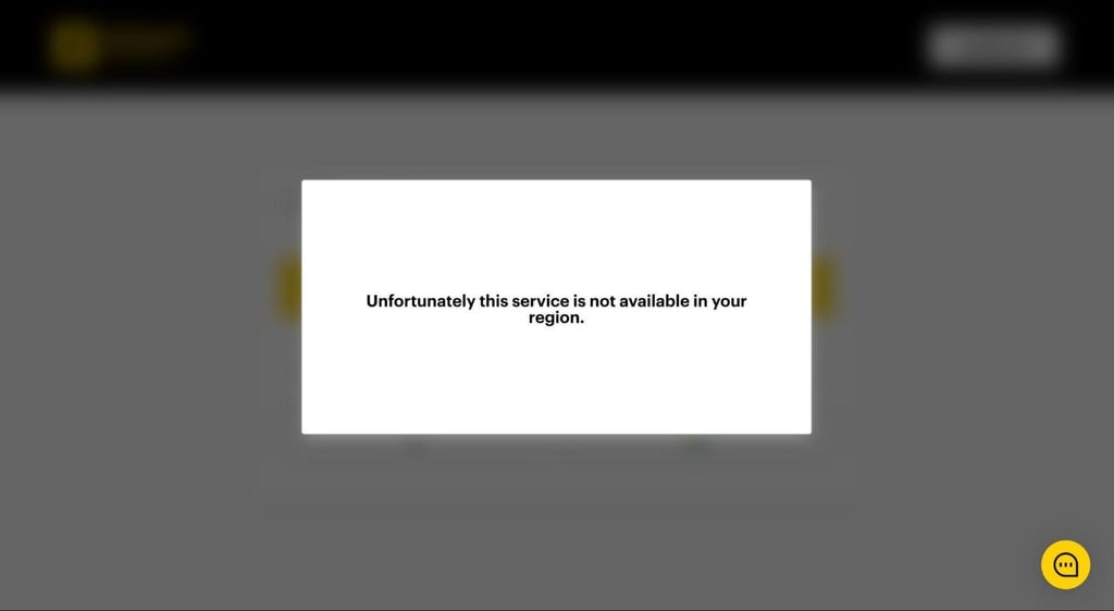 Questo messaggio appare quando cerchi di accedere ai contenuti da una regione non supportata