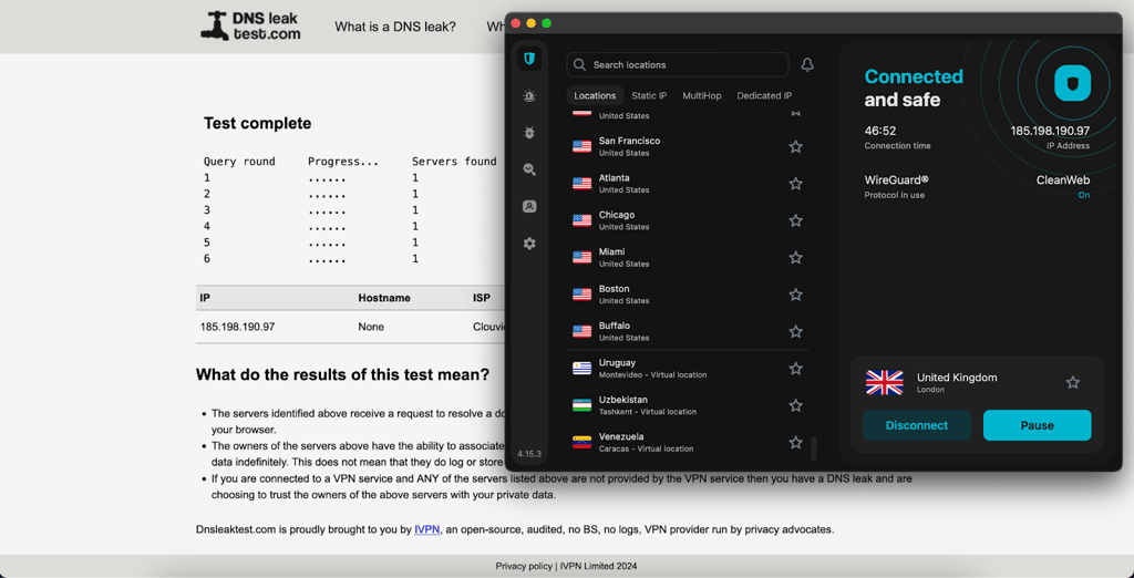 surfshark dns leak test