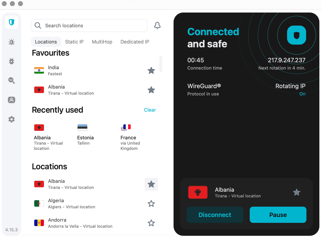 surfshark macos app interface