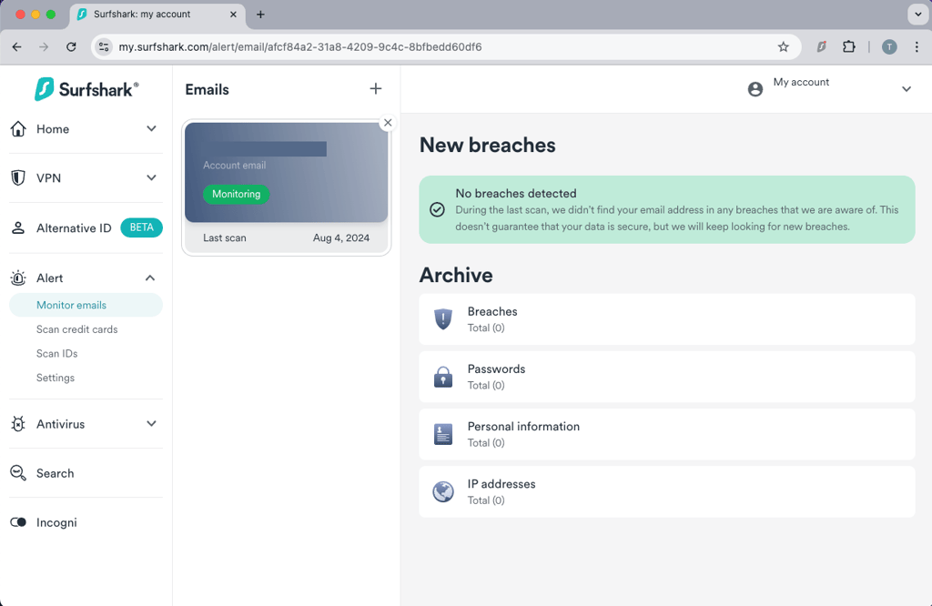 surfshark new breaches alert