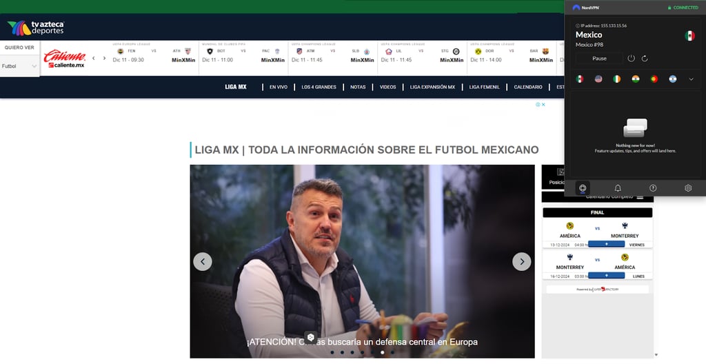 tv azteca stream with nordvpn