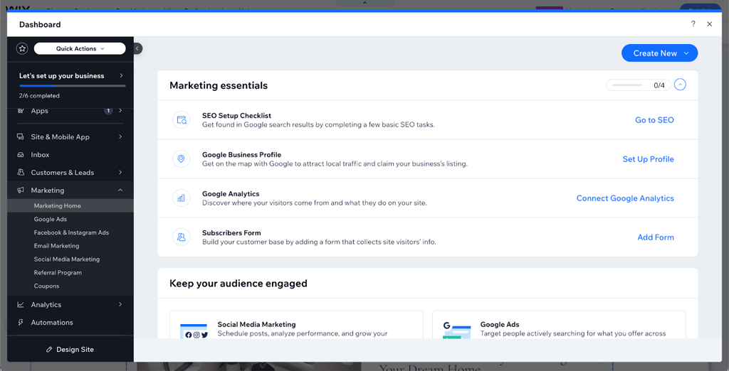 wix marketing tools