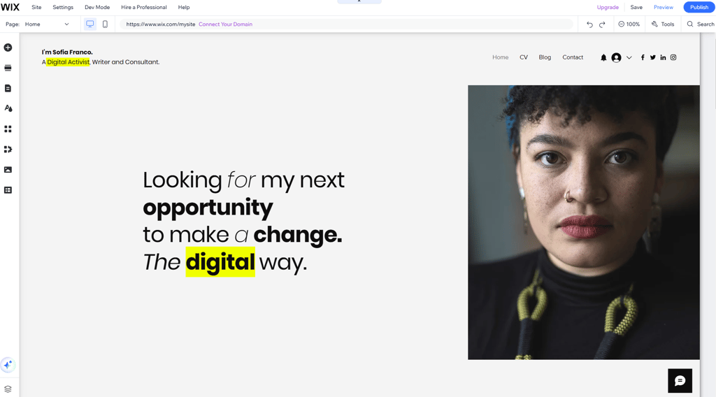 wix template for portfolio