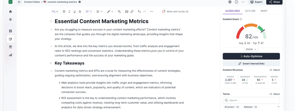 Content editor in Semrush with SEO content score
