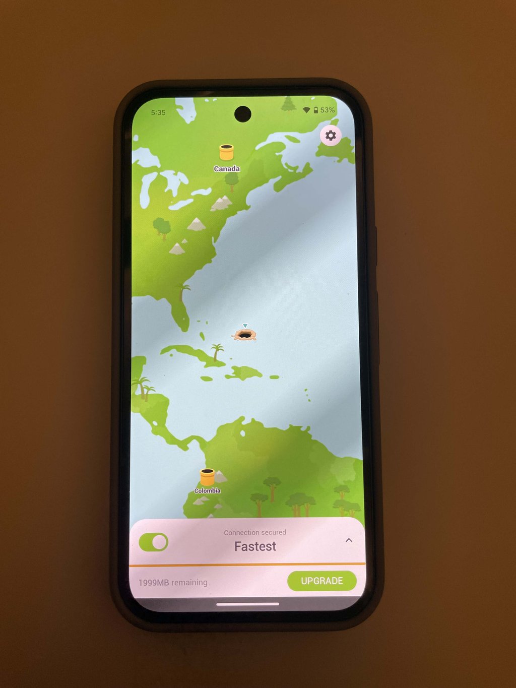 TunnelBear Android app interface