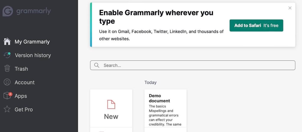 Grammarly’s button to add a browser extension to the browser