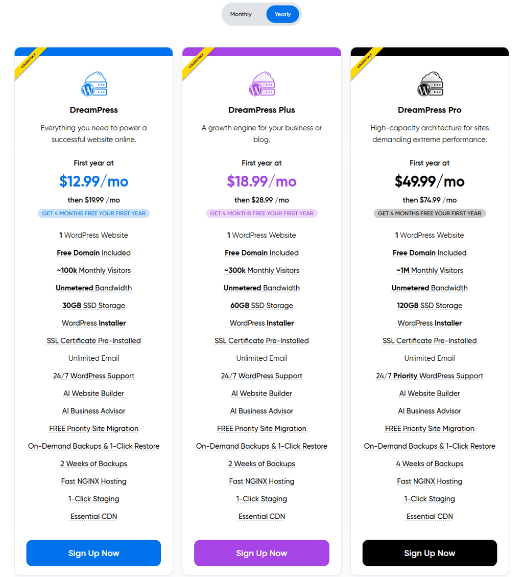 DreamHost DreamPress pricing