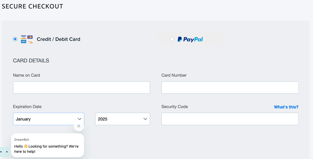 Dreamhost billing page